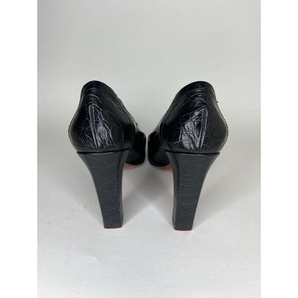 Furla Black Leather Croc Embossed Platform High Heels Women Sz 40EU/9.5M US - Picture 4 of 13